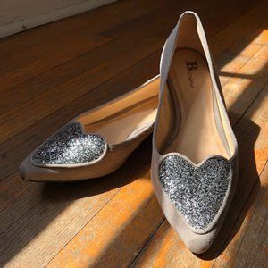 Browns Sparkly Heart Gray Ballet Flats